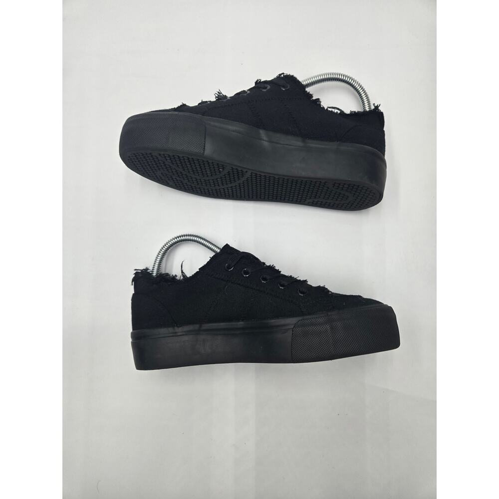 Obtaom Women's Black Canvas Low Top Casual Sneakers Size 7 - Picture 4 of 9
